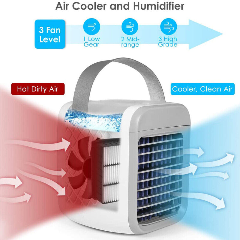 Mini Desktop Air Cooler Fan USB 3 Modes Portable Air Conditioner with Handle