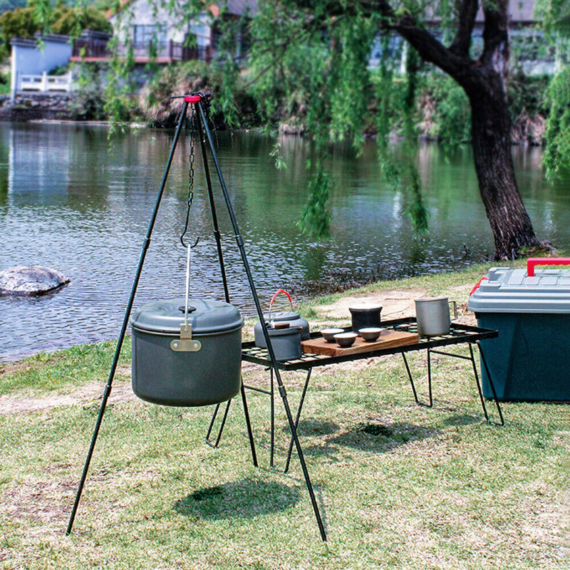 SUNDICK Durable Hanging Cooking Pot Campfire Picnic Tripod Camping Equipment