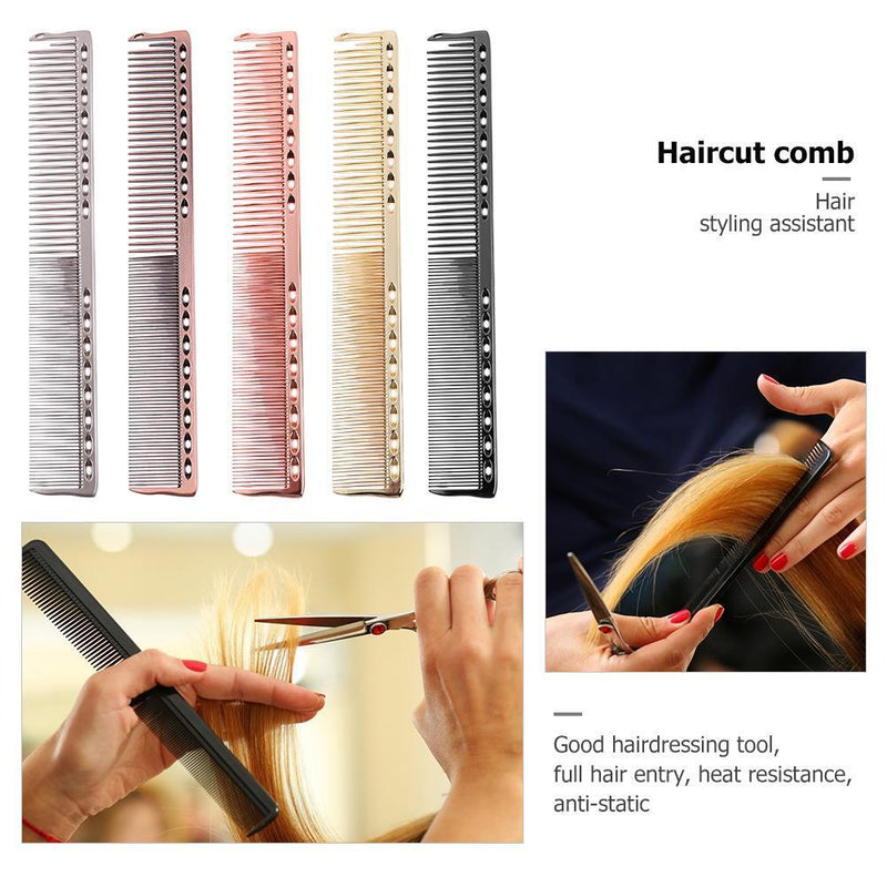 Aluminum Anti-static Hairdressing Combs Hair Cutting Hair Brush (Black)