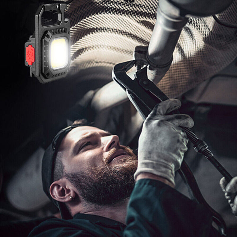 2x COB LED Mini Keychains Flashlight 500lm Waterproof Pocket Work Lamp (C)