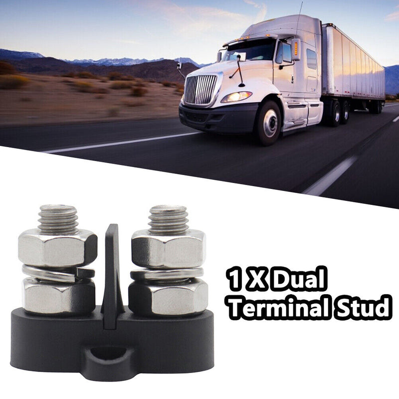 Bus Bar Terminal Block M10 + M8 Power Distribution Stud for RV Boat (Black)