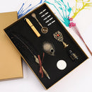 Retro with Nib Ink Bottle Calligraphy Feather Writing Dip Pen Kit (Black) Newly