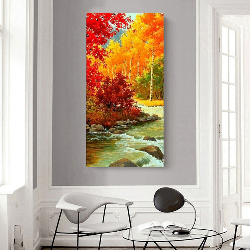 Autumn Maple Forest Oil Paint By Numbers Kits DIY Craft Coloring Home Drawing