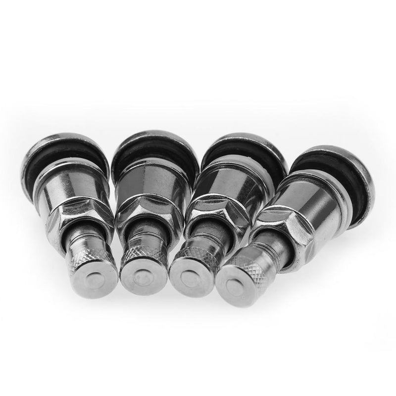 Bolt-in Stainless Steel Car Wheel Tire Valve Stems with Dust Caps (4pcs) Newly