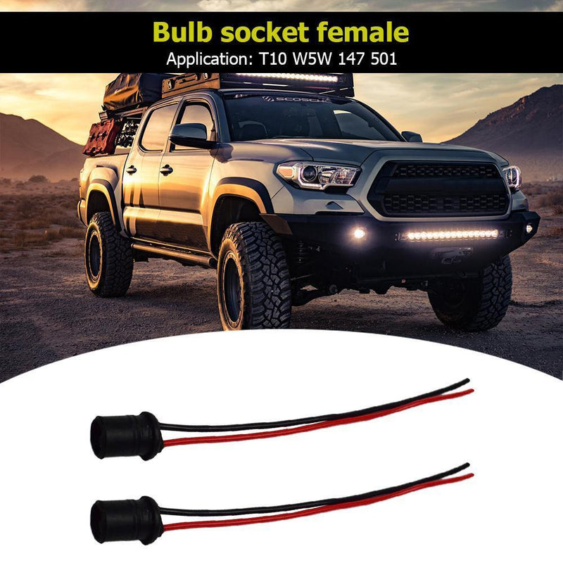 2x T10 W5W LED Bulb Holder Adapter Socket Harness Female Plugs Connectors