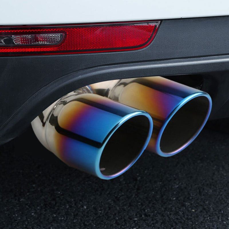 Stainless Steel Car Bent Dual Exhaust Tip 3 inch ID Inlet Rolled Edge Slant C