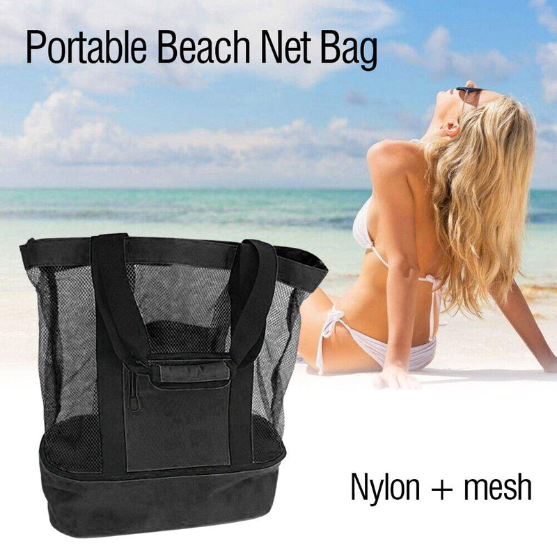 Thermal Insulation Beach Lunch Bag Net Women Handbag Double Layers Food Portable
