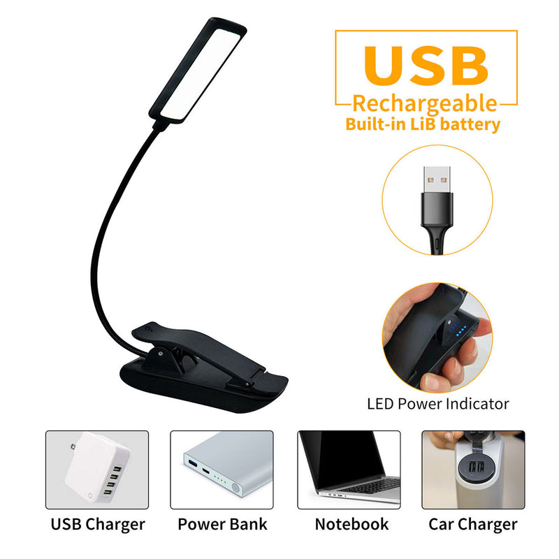 Adjustable Clip Reading Light Eye Protection LED with 3 Brightness Levels