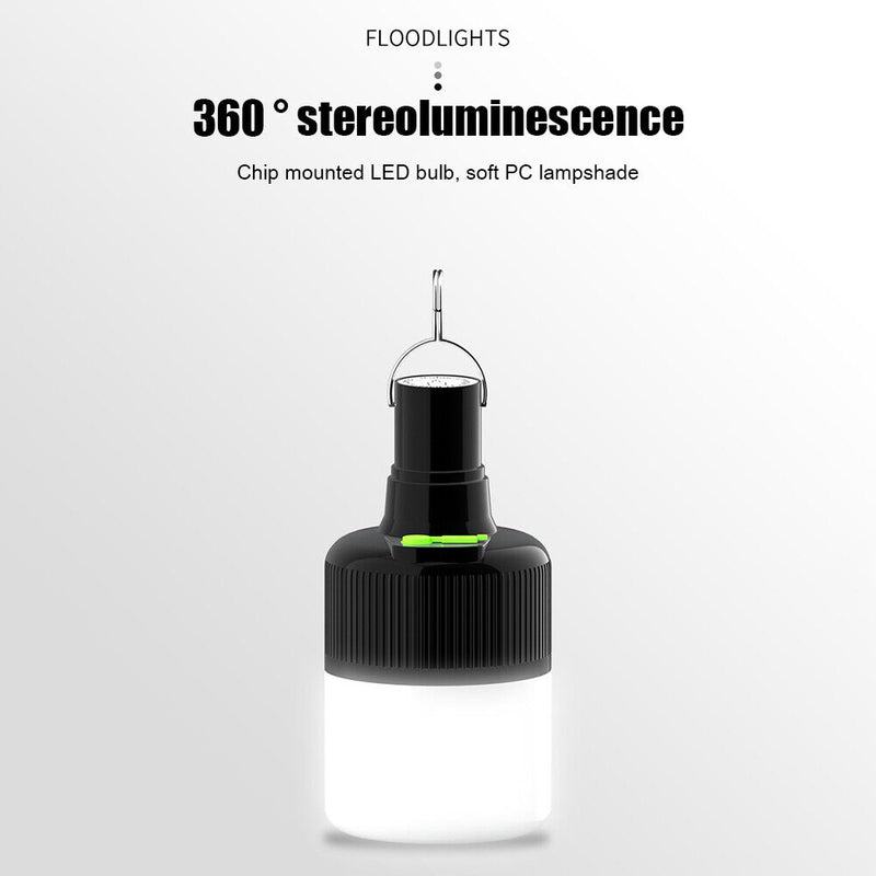 Portable LED Camping Hanging Bulb w/ Hook USB Rechargeable Emergency Light Newly
