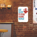 Metal Signs EAT SLEEP PLAYING DRUMS REPEAT Garage Decoration Rectangular 20x30cm