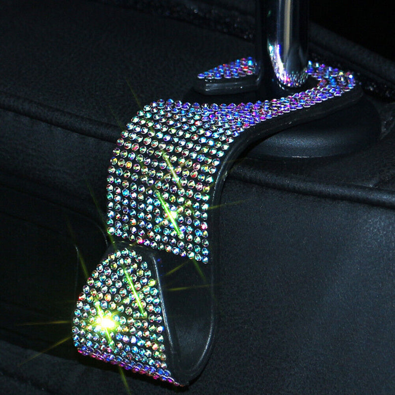 Car Back Seat Hook Bling Rhinestones Crystal Handbag Auto Headrest Hanger H