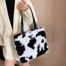 Autumn Pendant Satchel Plush Animal Pattern Top-handle Bag Women Shoulder Totes