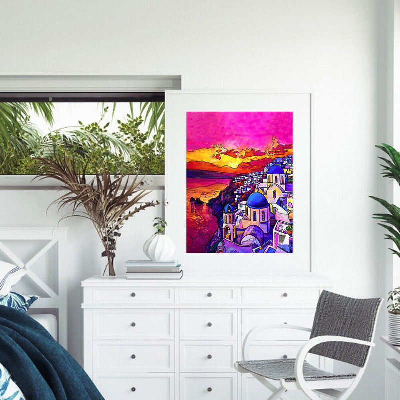 Sunset Town Oil Paint By Numbers DIY Coloring Picture Kits for Adults Children