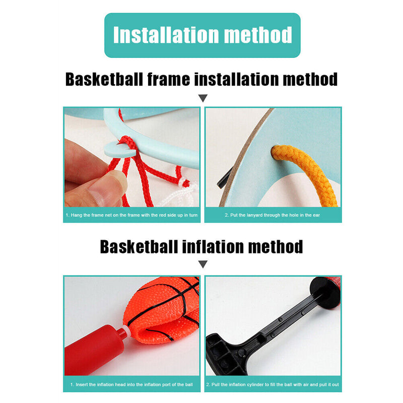 Baby Kids Indoor Fitness Hanging Basketball Hoops Backboard Set Fun Game Toys