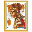 Not Full Needles Thread Cross Stitch African Women DIY 2-Beach 14CT Cotton Kit
