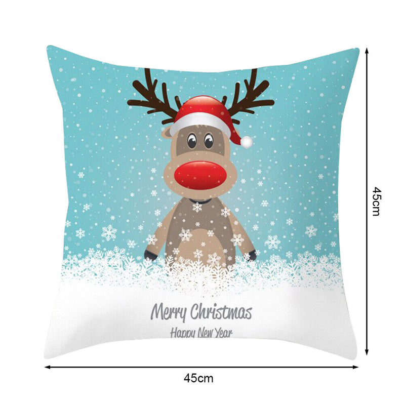 Christmas Elk Pillowcase Sofa Bed Home Living Room Linen Pillow Cover 45x45cm