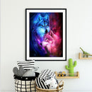 DIY Paint By Number Kit Frameless Red Blue Wolf Handpainted Canvas Wall Decor