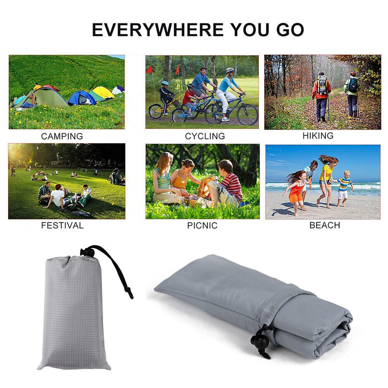 100x140cm Moistureproof Pocket Beach Blanket Mini Camping Mattress (Grey) Newly