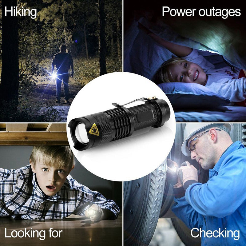 zoom USB Charging LED Glare Glashlight Zoomable Torch Lamp COB side light