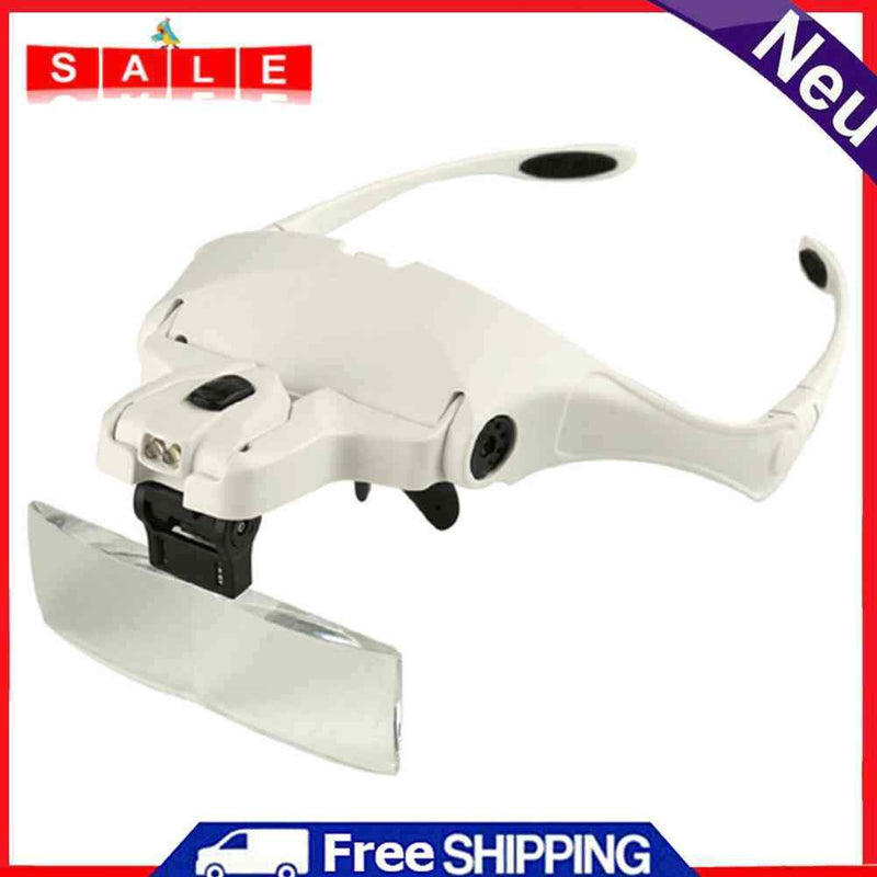 1.0 X-3.5X 5 Lens Magnifier Adjustable Headband Magnifier Magnifiers with 2 LED Lamp KB