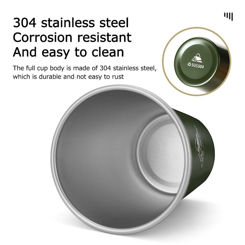 #A 350ml 4pcs Stainless Steel Water Mugs Camping Tableware Picnic Drinking Cups