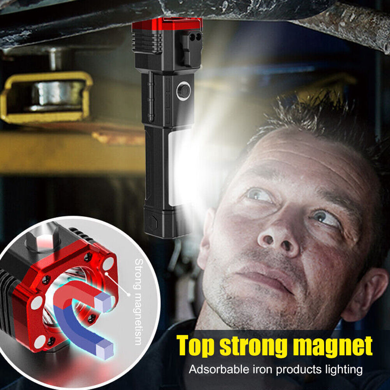 COB LED Flashlight 1200mAh Waterproof Emergency Hammer Working Light for Camping