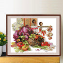 Partial Cross Stitch 14CT DIY Harvest Printed Embroidery Kits Hanging Painting
