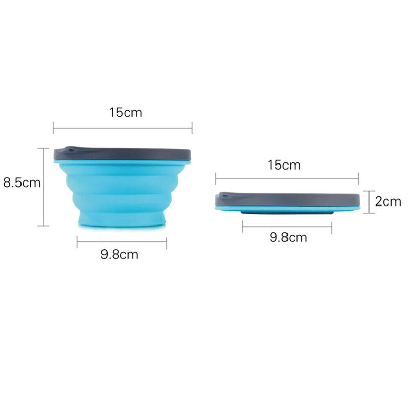 720ML Portable Silicone Water Bowl Lunch Box with Lid for Travel Camping Outdoor