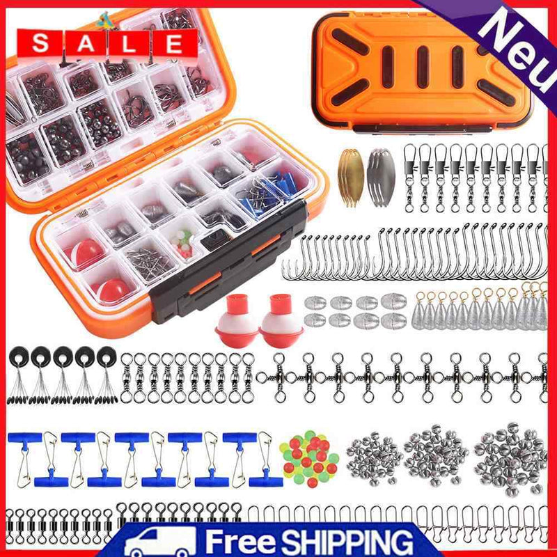 254pcs Waterproof Fishing Tackles Box Accessories Kit Set Rock Fishing Tools
