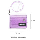 Women PVC Clear Short Purse Mini Glitter Wallet Card Holder Case (Purple)