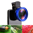 2 in 1 Lens Universal Clip 37mm Cell Phone Lens 0.45x 49UV HD Lens (Blue)