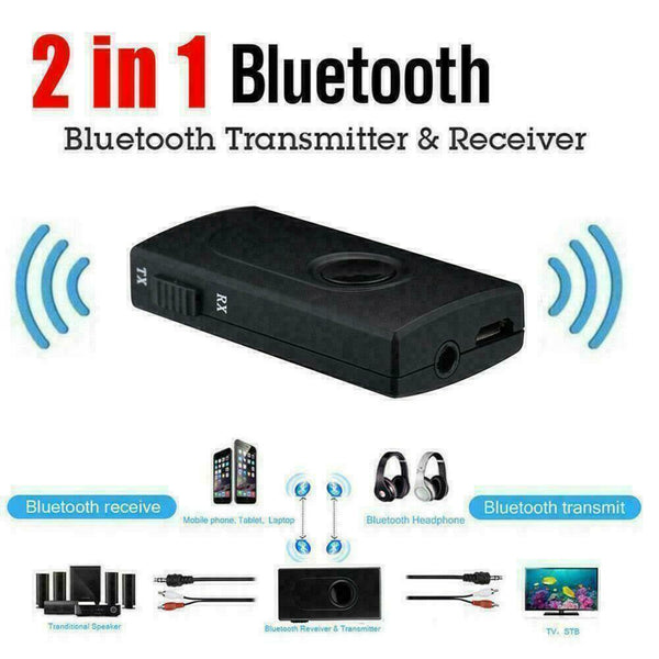 Bluetooth 5.0 Transmitter Receivers 2 In 1 Wireless 3.5mm Jack Adapters Aux Z7D9