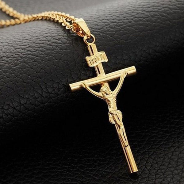 Sale Long Jewelry Women Men Necklace INRI Crucifix Jesus Chain Cross Pendant
