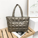 Women Lattice Quilted Shoulder Bags Female Shopping Bag Large Nylon Tote Handbag