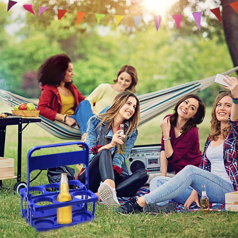 Portable Beer Rack Foldable Plastic Beer Basket Durable Wine Rack (Blue) Newly