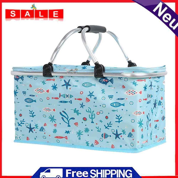 Insulated Cooler Bag with Handle, Large Capacity, Collapsible Picnic Basketball Tote