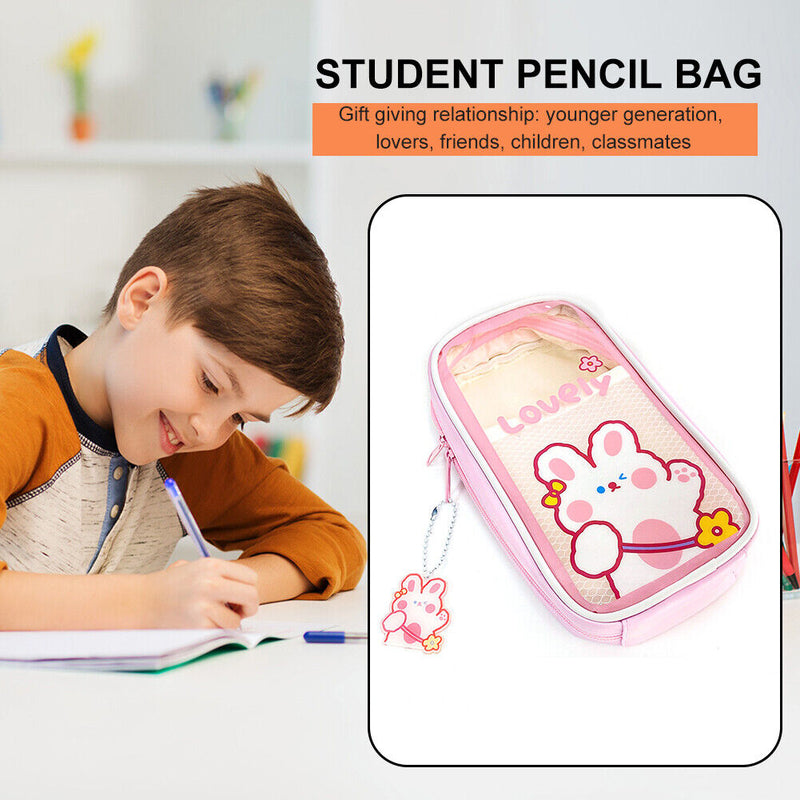 #A Clear Pencil Boxes Large Capacity Stationery Zipper Pencil Pouch School Suppl