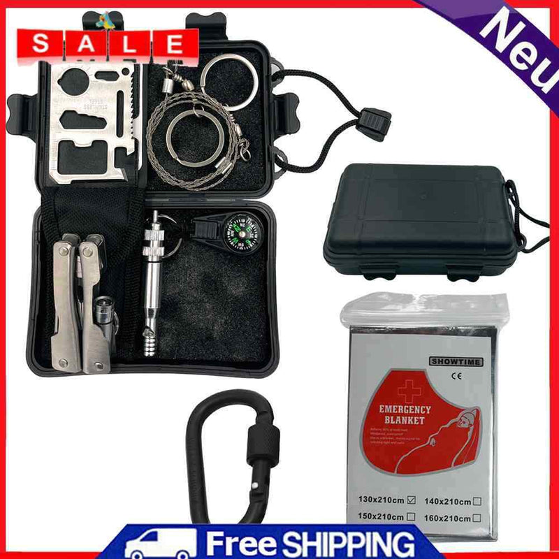 First Aid Kit Outdoor SOS Emergency Multi Tool Kits First Aid Box with Carab