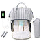 Stripes Waterproof Mummy Backpack Large USB Maternity Diaper Handbag(Black