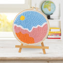 Poke Embroidery with Sunset Pattern Hoop Punch Needle Starter Kits Craft Gifts