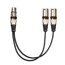 3Pin XLR Female to Dual 2 Male Y Splitter 30cm Adapter Cable Wire (Black) Newly