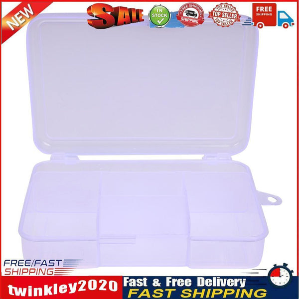 5 Compartments Storage Box w/ Adjustable Dividers and Clip Lock Lid(White) Newly