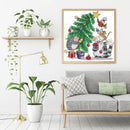 14CT Partial Cross Stitch Animal Christmas Tree Counted DIY Needlework Wall