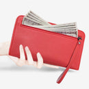 Women Solid Zipper Clutch Wallet Leather Coin Purse Soft Phone Bags (Red)