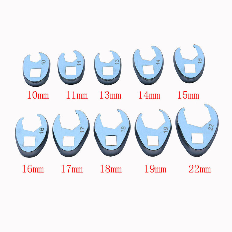 Crow Foot Crowsfeet Wrench Spanner Set 3/8 Drive 10mm - 22mm on Storage Rail