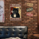 Coffee Cat Plate Metal Tin Sign for Bar Pub Club Cafe Decorative Iron Paintings