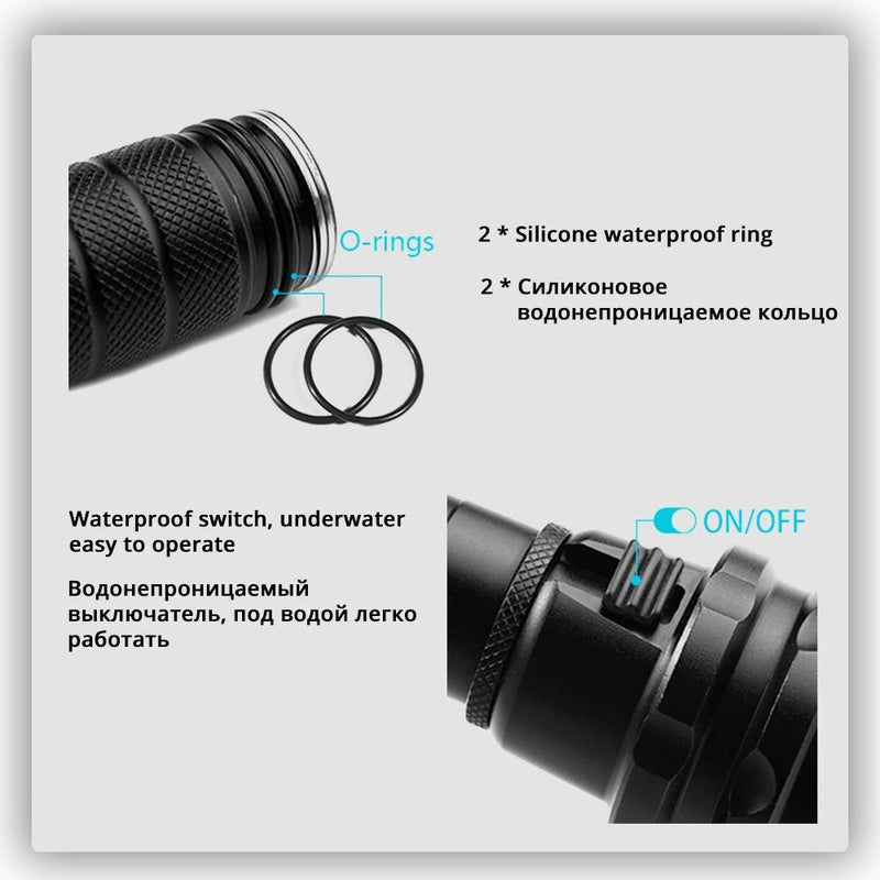 Diving Flashlight Scuba Dive Lamp Underwater Torch Snorkeling Accessories