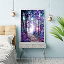 11CT Printed Full Cross Stitch Handcraft Purple Forest Artwork Wall Decor