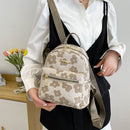 Fashion Flower Print Pure Small Backpack for Girls Casual Soft Canvas School Bag