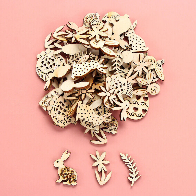 Wooden DIY Craft Eggs Easter Decorations Wood Chips Wood Slice Easter Rabbit